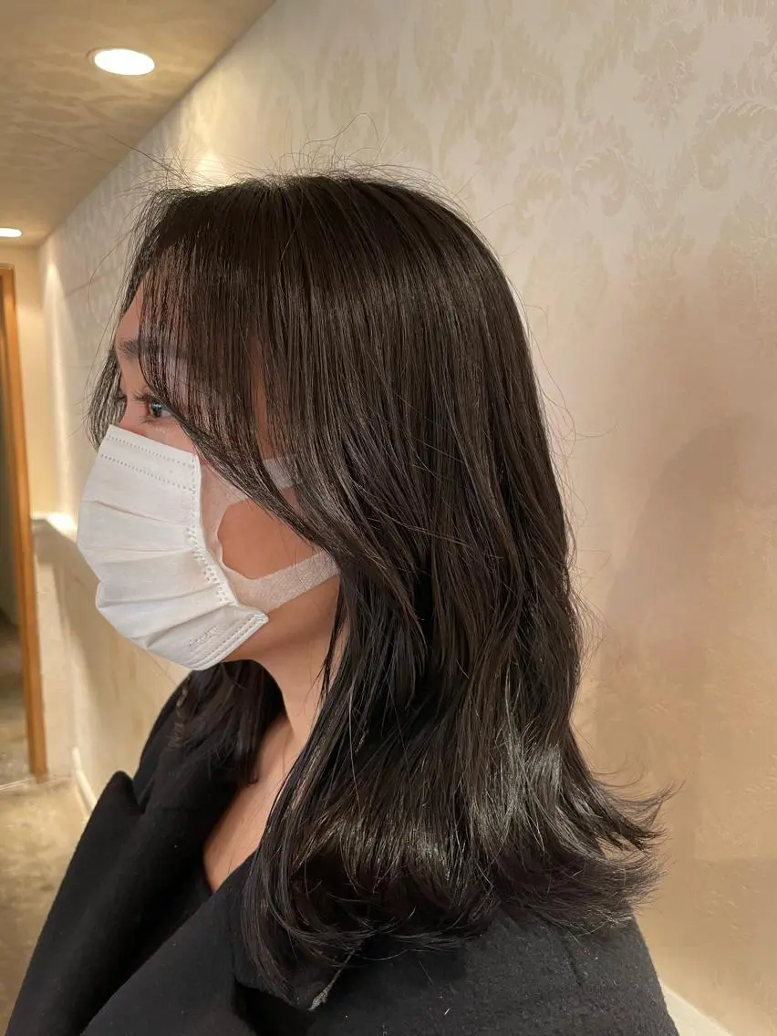ミディアム くびれヘア 顔周りカット 韓国風ヘア 韓国風カット/ 髪質改善 黒崎のヘアスタイル