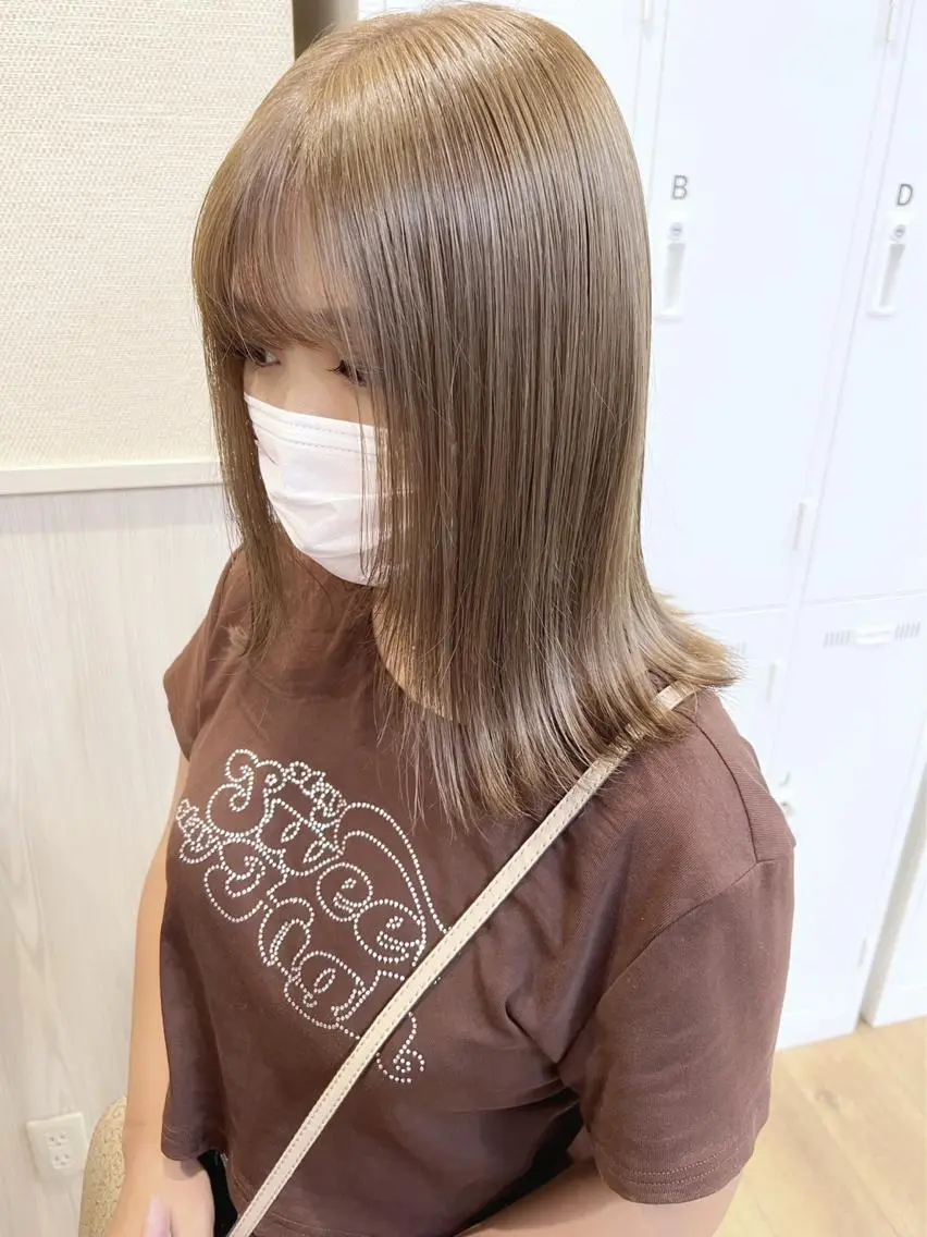 ミディアム 縮毛矯正 newi ＋uta＊ りさのヘアスタイル