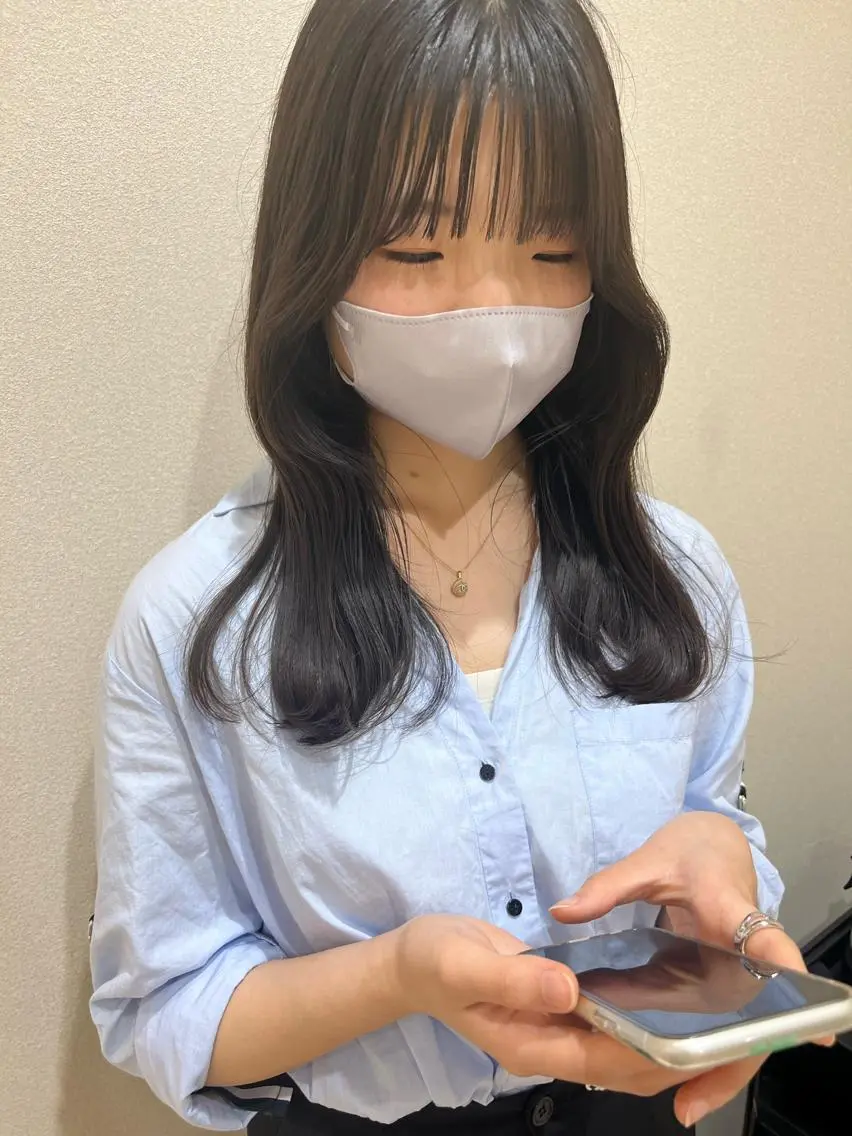 ミディアム カラー くびれヘア 外国人対応 佐久間のヘアスタイル
