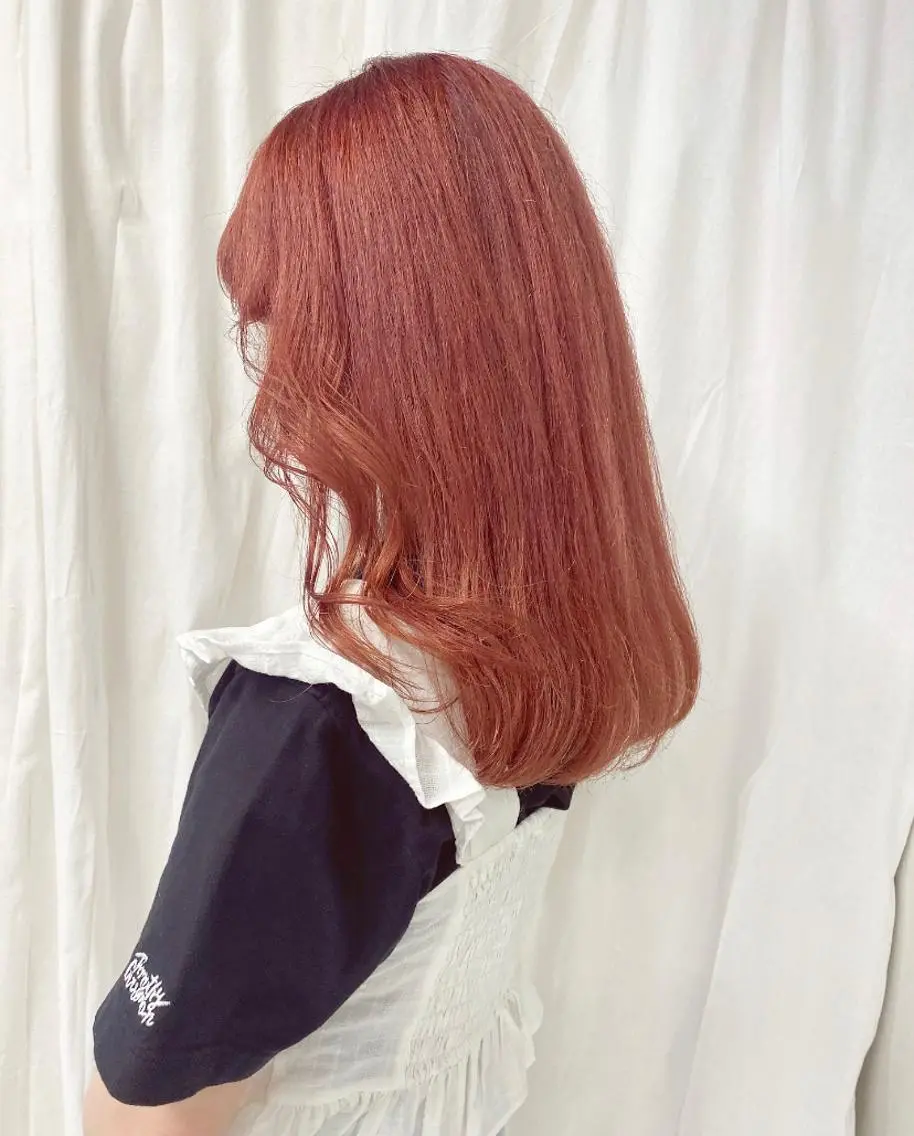 ロング カラー ヘアアレンジ ピンクカラー Amelie yunのヘアスタイル