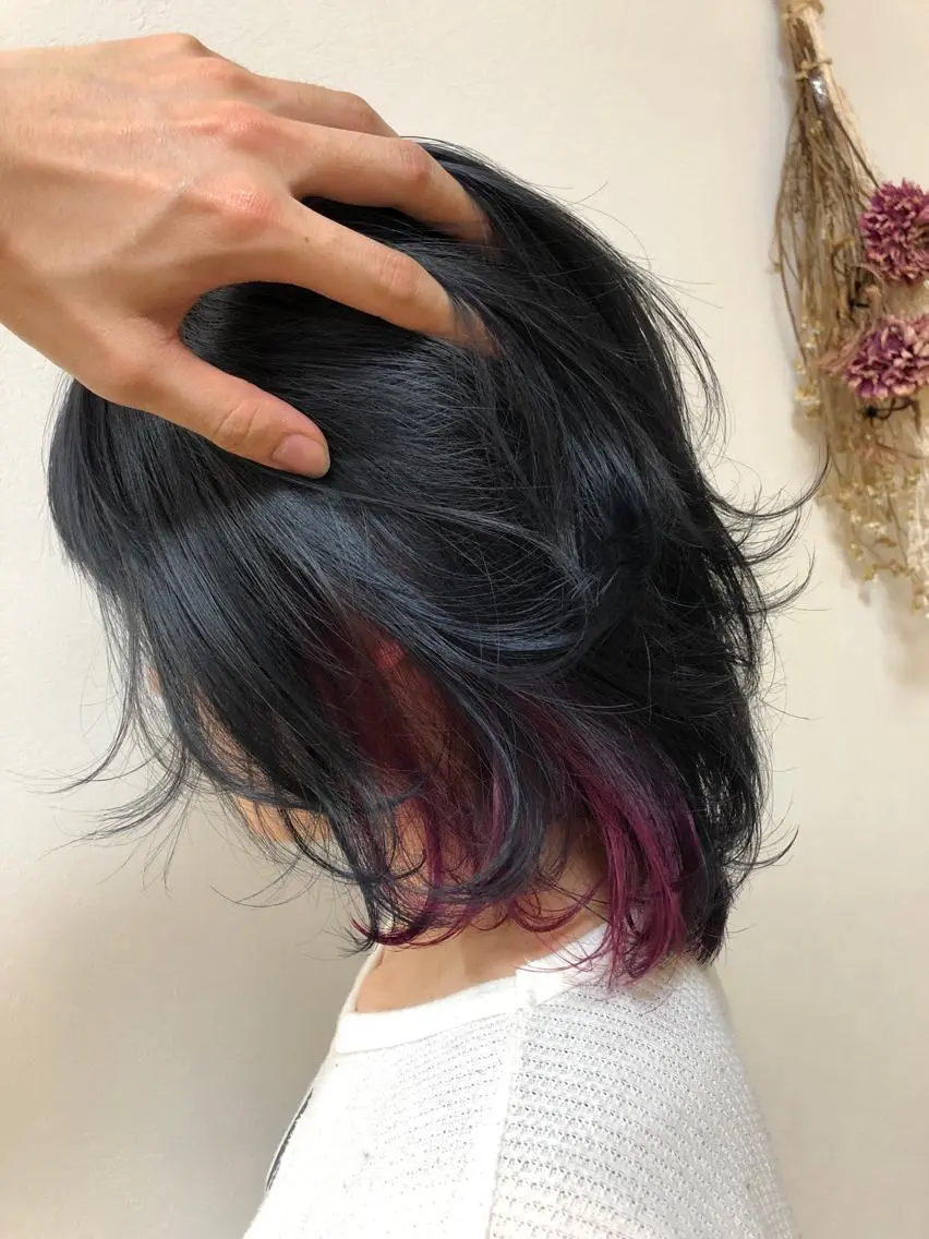 ミディアム カラー インナーカラー ヘアカラー 似合わせ レイヤー須川のヘアスタイル
