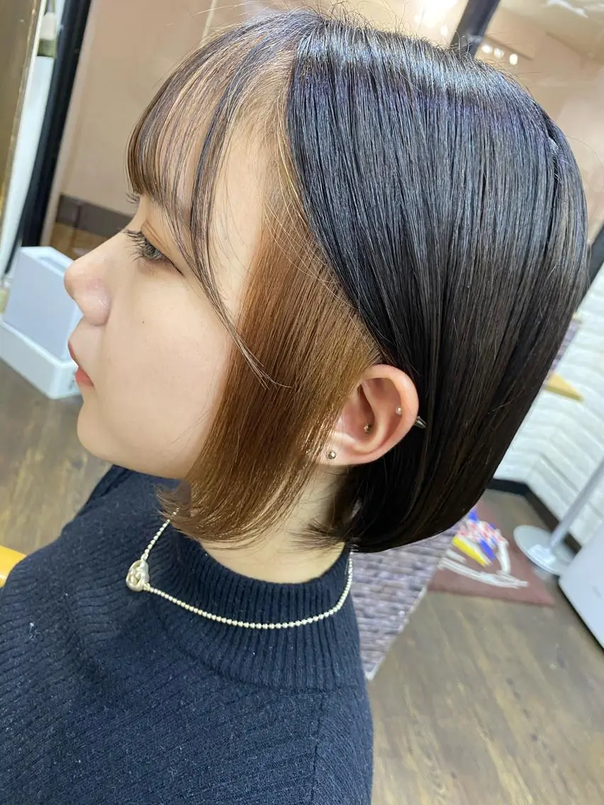 ショート カラー イヤリングカラー IwAsh大和駅前店 河野亜里香のヘアスタイル