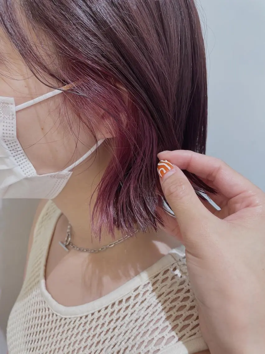 ショート カラー ブラウンカラー カシス ピンクカラー ピンクブラウン カット ヘアカラー トリートメント 🦖鶴岡 香純🦖のヘアスタイル