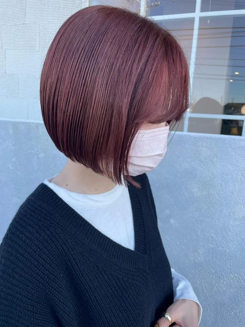 ショート カラー ピンクカラー カット ヘアカラー トリートメント 田島 仁美のヘアスタイル