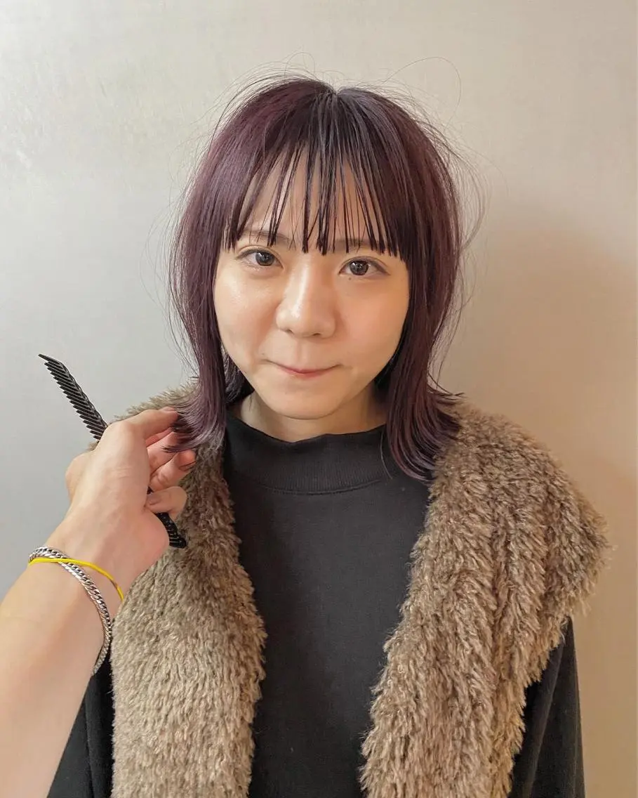ミディアム カット ヘアカラー トリートメント 金沢美容室/ 艶髪/夜営業/JINのヘアスタイル
