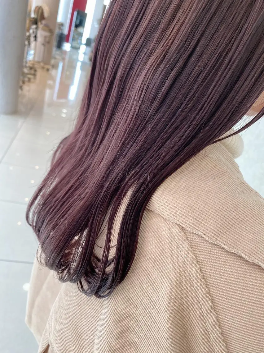 セミロング カラー ピンクカラー カット ヘアカラー トリートメント 浦口友華 ♡  暖色系カラーのヘアスタイル