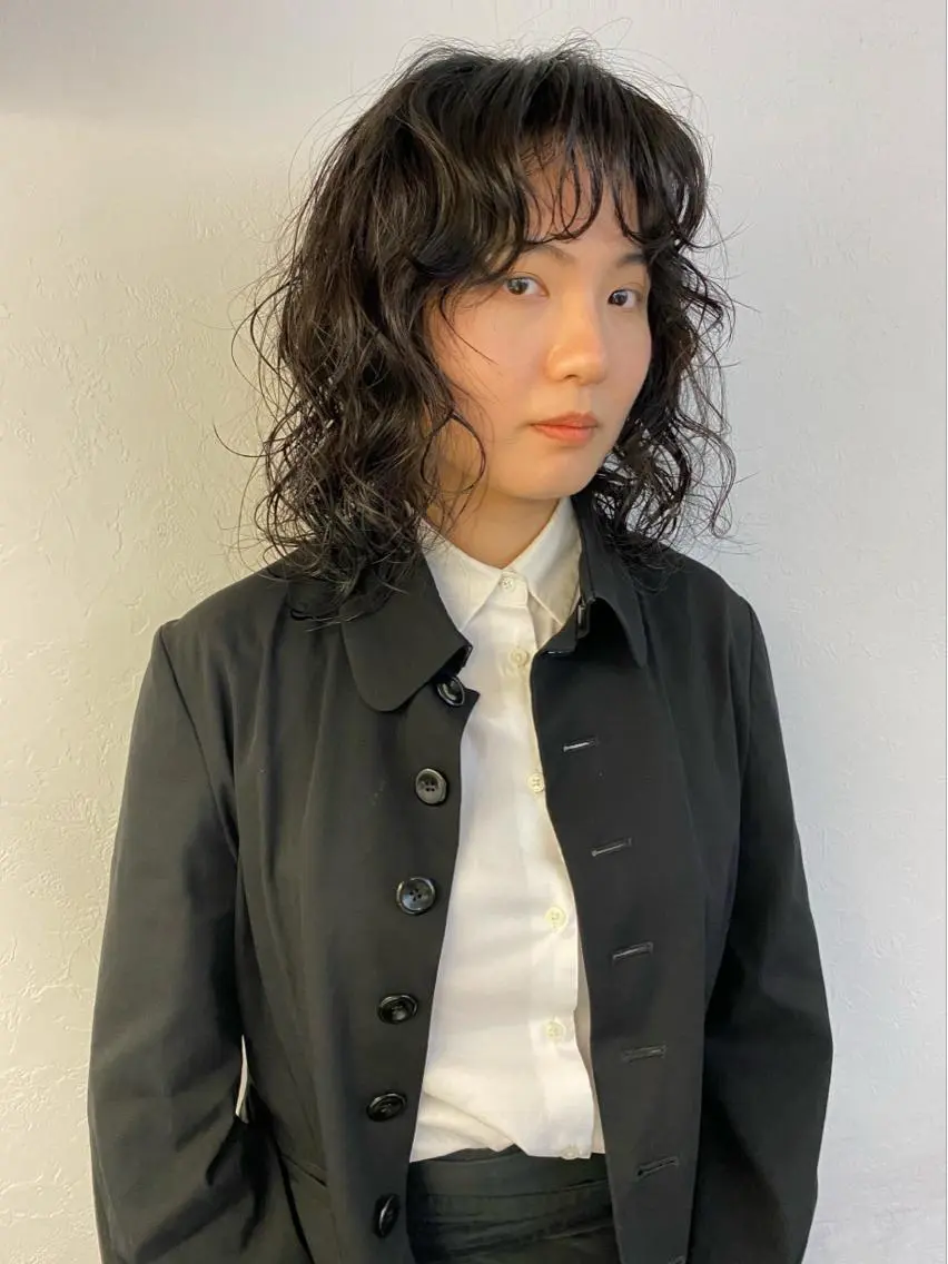 ミディアム パーマ ミディアムパーマ 森貴裕/ニュアンス パーマ/オリーブのヘアスタイル