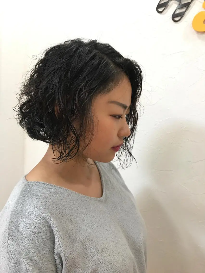 ミディアム カラー パーマ ミディアムパーマ ベリショディレクター 小野 健太郎のヘアスタイル