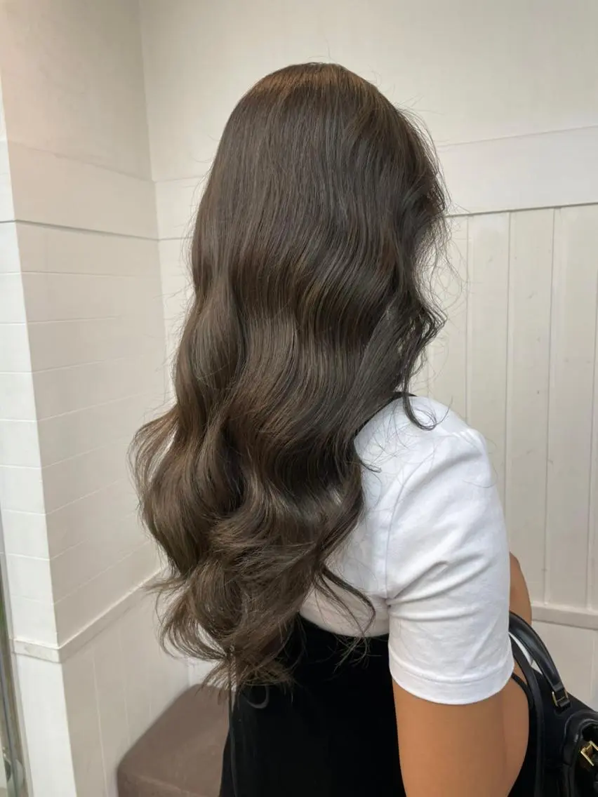 ロング アッシュ ミストバング パープルカラー ボブ デート カット ヘアカラー トリートメント N° anfeel 渋谷🪞🫧のヘアスタイル