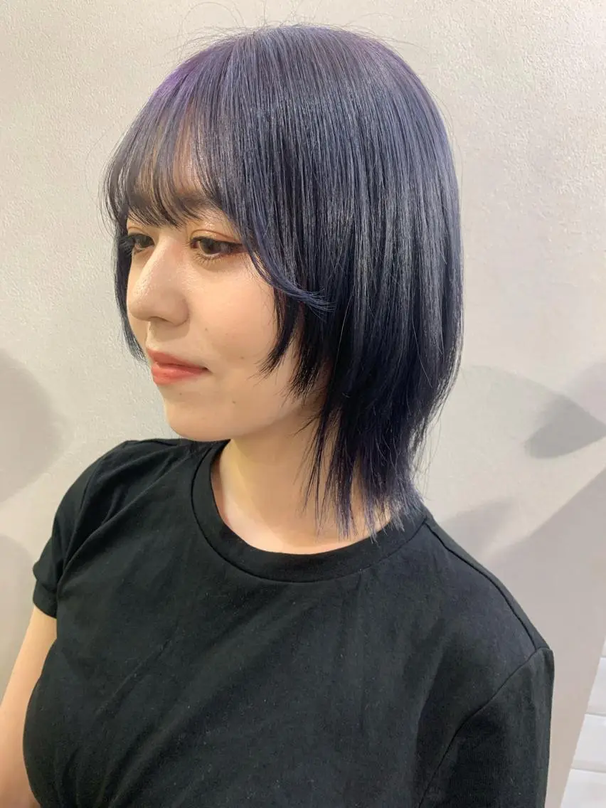 ミディアム カラー ブルーカラー ブルーラベンダー ラベンダーカラー カット ヘアカラー トリートメント hubhair レイヤー/透明感のヘアスタイル