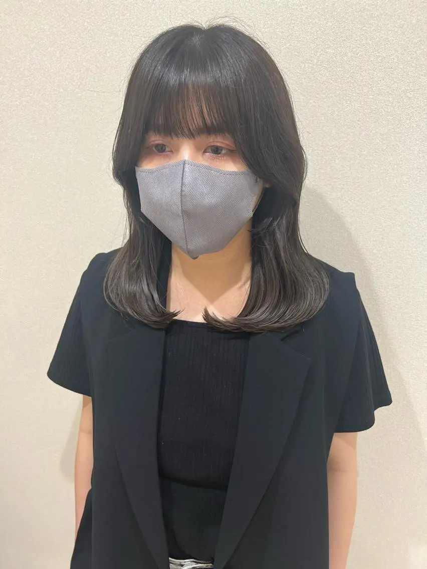 ミディアム カラー くびれヘア 外国人対応 佐久間のヘアスタイル