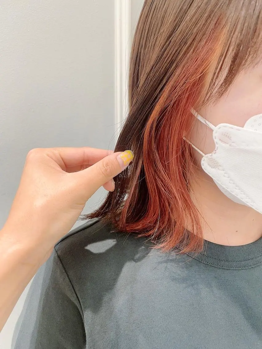ミディアム カラー ブラウンカラー オレンジ カット ヘアカラー トリートメント 🦖鶴岡 香純🦖のヘアスタイル