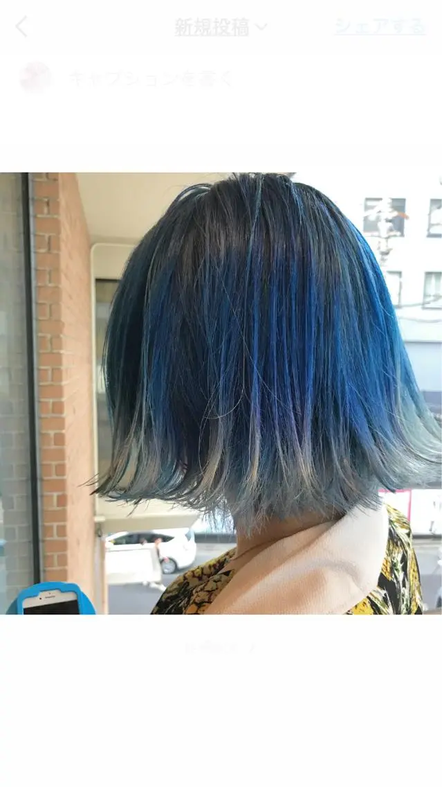 ミディアム カラー パーマ ヘアアレンジ メンズ キッズ ネイル マツエク・マツパ ブルーカラー グラデーションカラー ブルー グラデーション サロンドミルク 原宿のヘアスタイル