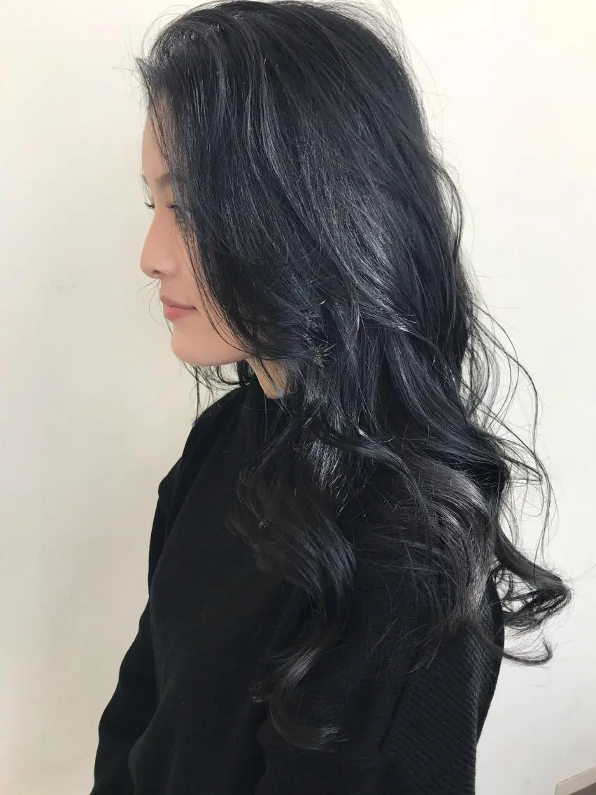 ロング カラー 黒髪 ブルーカラー ブルーブラック 髪質改善サロン ARCHE野瀬冬馬のヘアスタイル