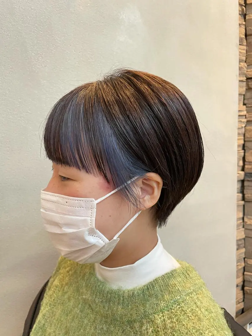 ショート カラー ブリーチ ブルーカラー 沖縄/ヘアアレンジ /ナカノのヘアスタイル