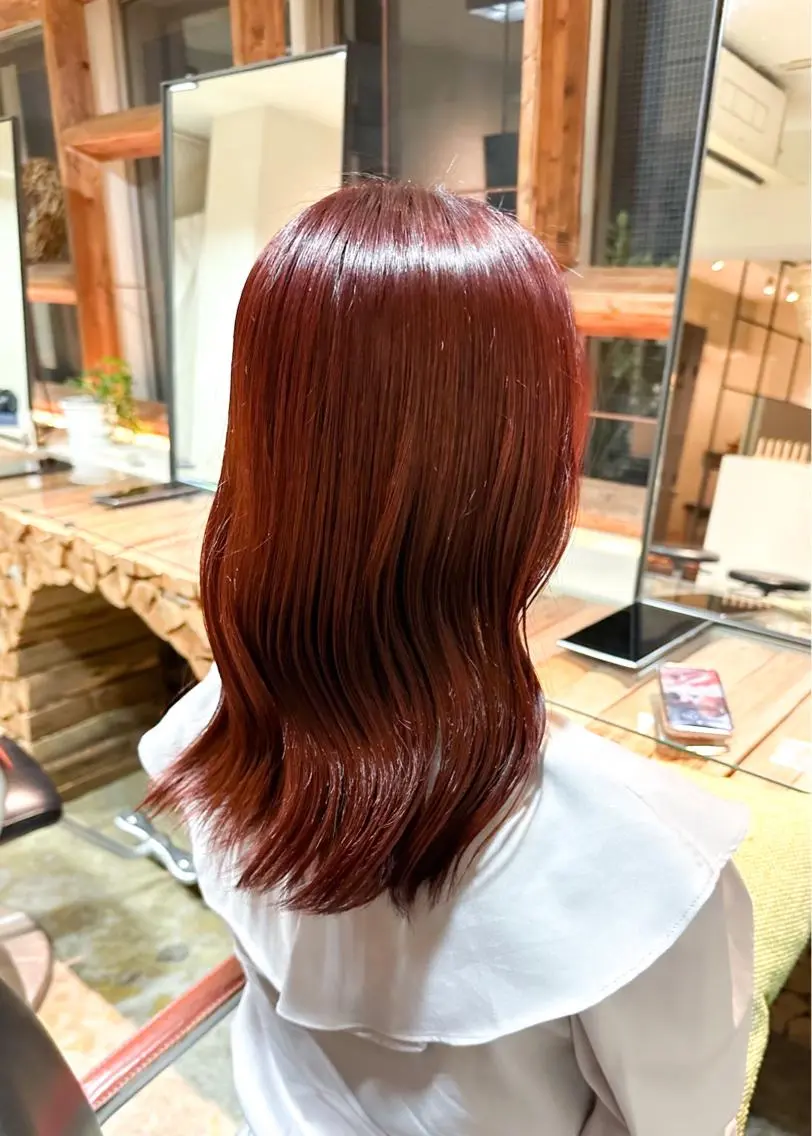 ロング カラー ヘアアレンジ アプリコットブラウン ブラウンカラー オレンジ ピンクカラー ピンクブラウン 🤎ono/ 切りっぱなしボブ🤎のヘアスタイル