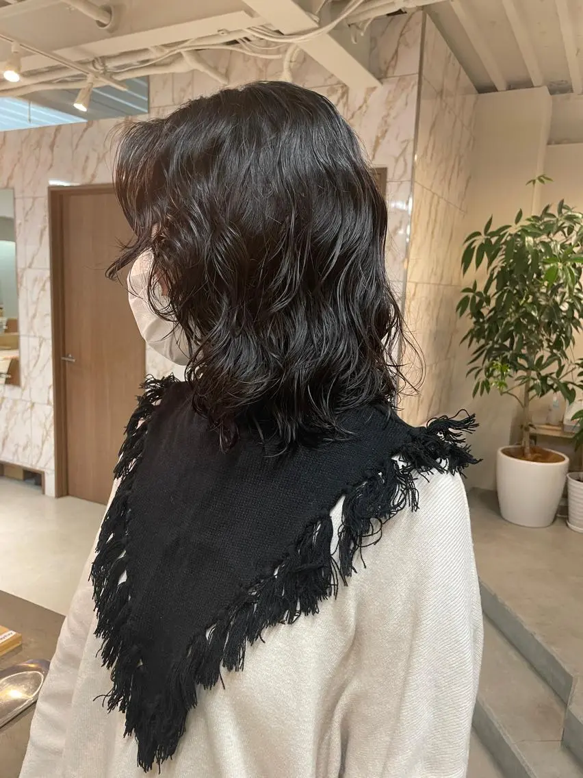 ミディアム ミディアムパーマ 韓国風ヘア カット パーマ トリートメント ヘアセット 💎韓国風レイヤー /ボブ💎Namiのヘアスタイル
