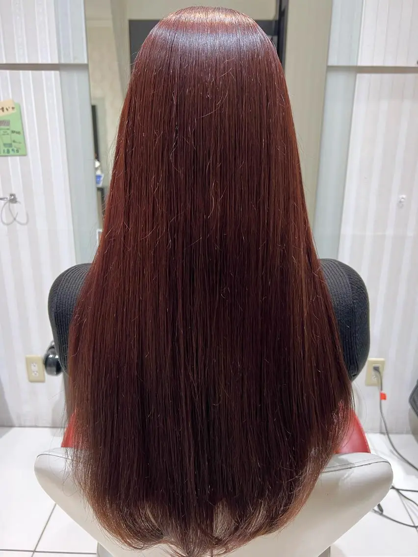 ロング カラー ブリーチ ブリーチなしカラー レッドカラー ヘアカラー トリートメント 🫧🧸カラーヘアメ 🫧MIO🧸🫧のヘアスタイル