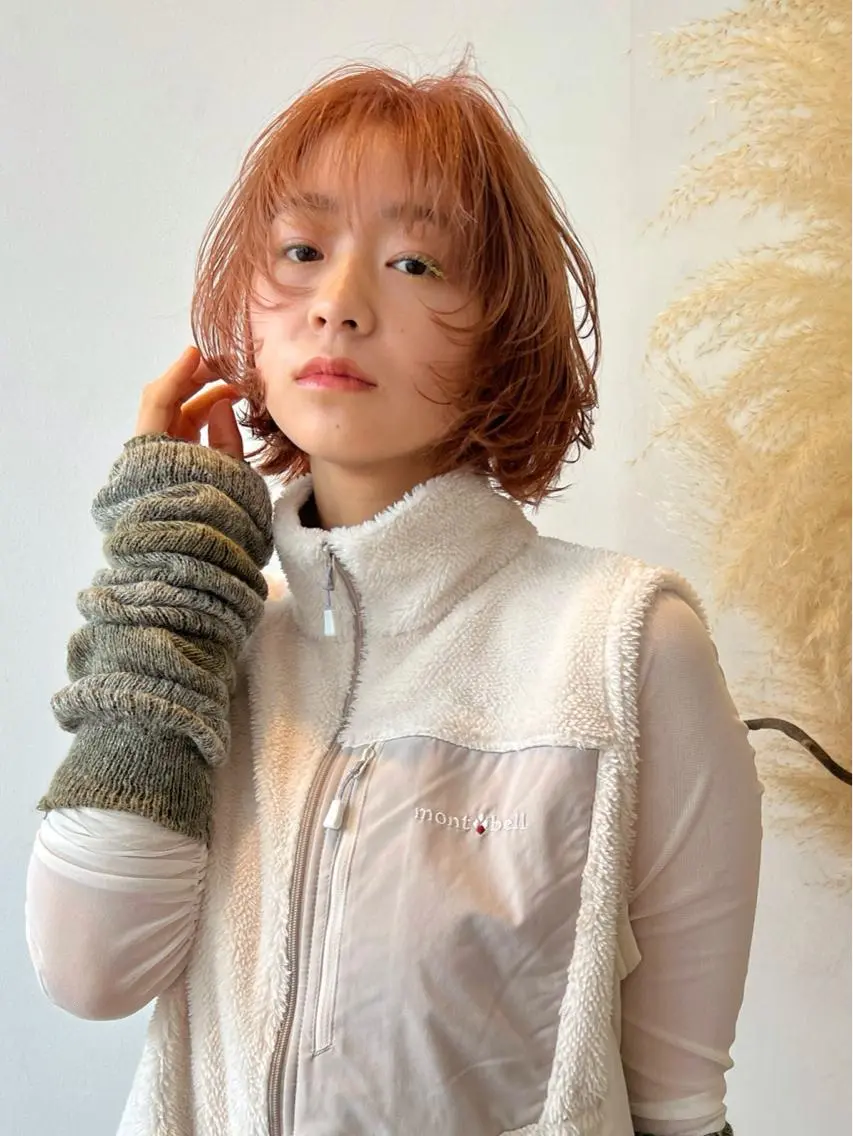 ショート カラー ボブレイヤー ブリーチ ボブ レイヤーカット レイヤー/大人ボブ 渡邉【日吉美容室】のヘアスタイル