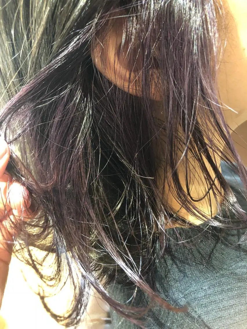 ミディアム カラー ダークグレー バイオレットカラー ヘアカラー トリートメント 半個室サロン🫧 ササキアヤカのヘアスタイル