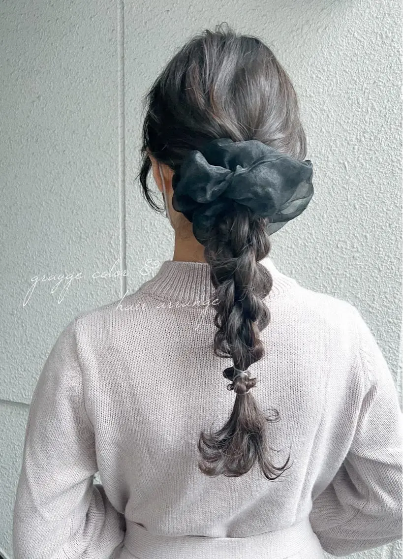 ロング カラー ヘアアレンジ ブリーチ ブラウンカラー グレージュ ブリーチなしカラー カラーパティシエ facce🌼ikoのヘアスタイル