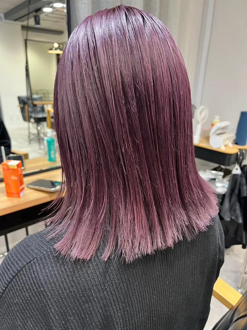 ミディアム カラー パープルカラー 透明感×ダブルカラ ーHarusa🎀のヘアスタイル