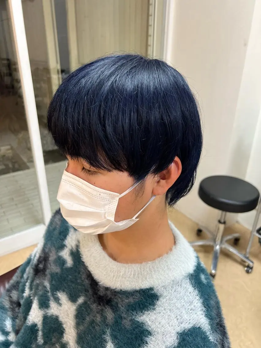 カラー 黒髪 ブルーカラー ブルーブラック ALEAP himekaのヘアスタイル