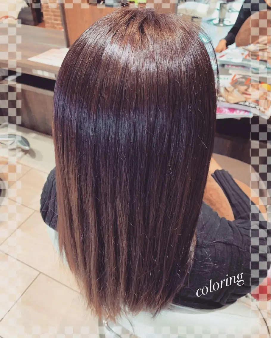 ロング カラー ピンクカラー バイオレットカラー コミヤ チナミのヘアスタイル