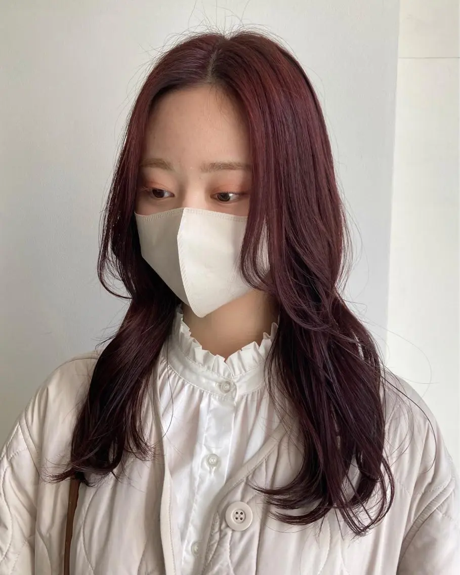 ロング カラー ブリーチ カシス ブリーチなしカラー ピンクカラー ヘアカラー トリートメント KANO🌷 艶カラーのヘアスタイル