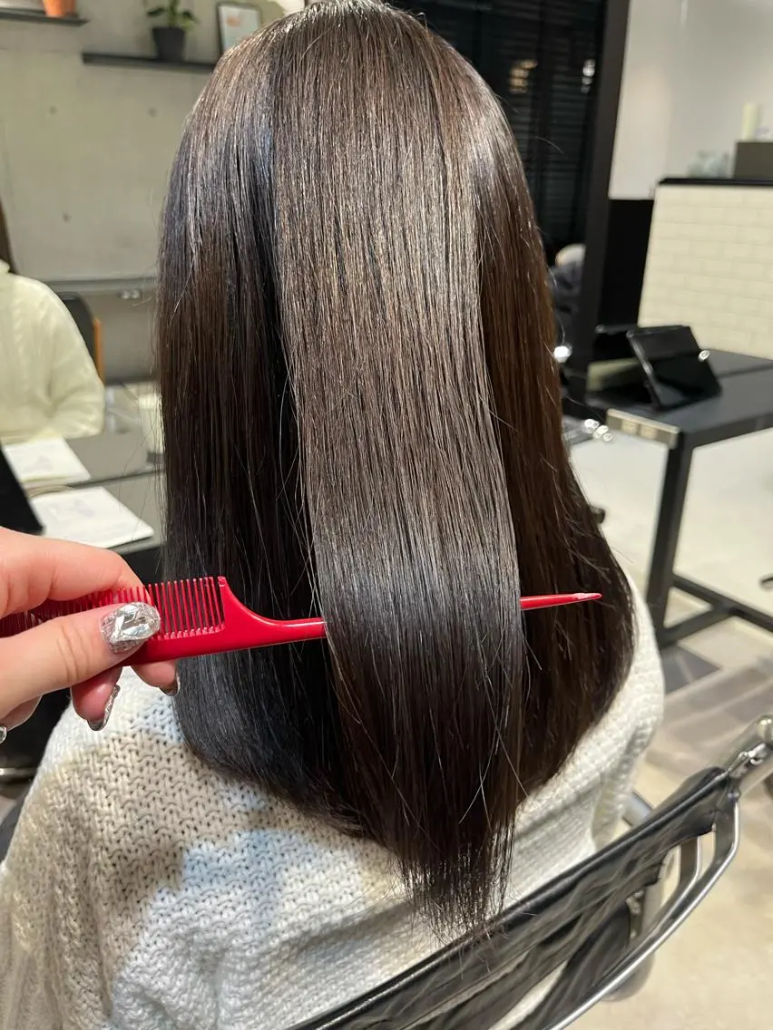 セミロング カラー パーマ ヘアアレンジ カット ヘアカラー トリートメント ヘッドスパ ヘアセット 透明感/オリーブ/ グレージュ/YUKAのヘアスタイル