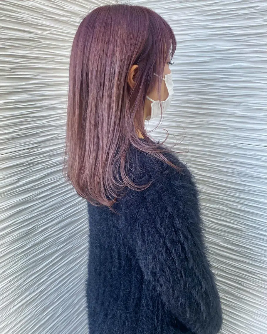 セミロング カラー ブリーチ ピンクカラー 【浜松・豊橋】 ニシモトのヘアスタイル