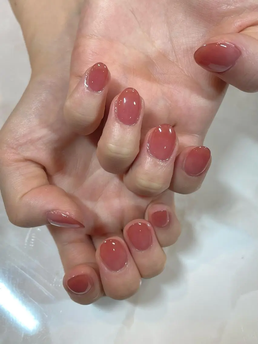 ネイル ジェルネイル ワンカラーネイル パラジェル ピンク 赤色 PRIMO<マツパ> 原宿/明治神宮前のマツエク・マツパデザイン