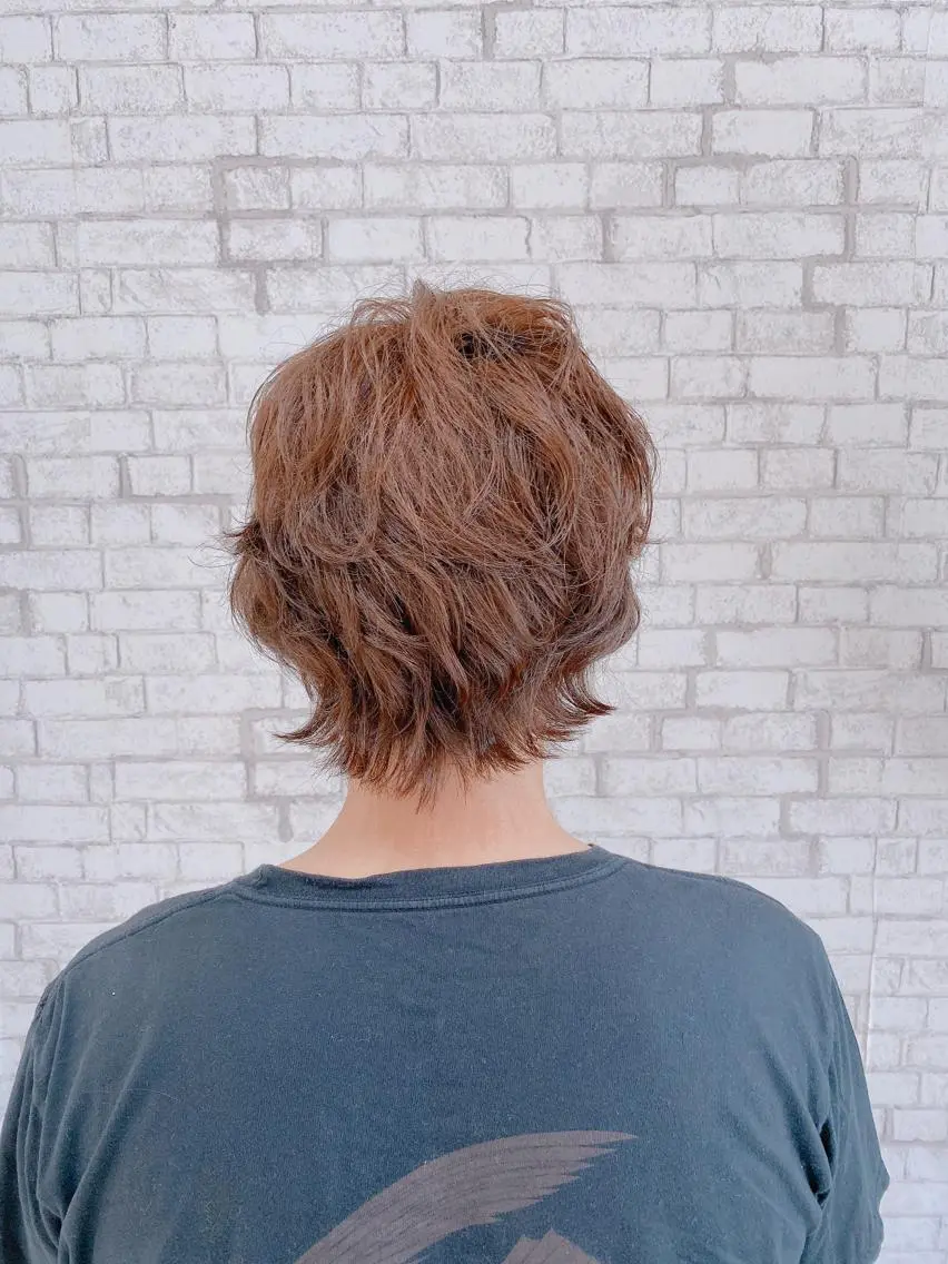 ショート カラー パーマ ヘアアレンジ メンズ カット ブリーチなし艶カラー 東家のヘアスタイル