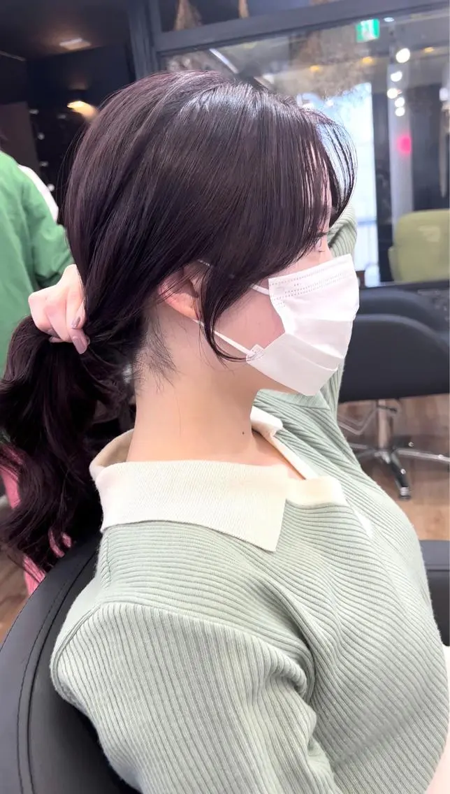 ロング 顔まわりレイヤー 顔周りカット レイヤーカット カット 韓国/縮毛矯正/ カンタのヘアスタイル