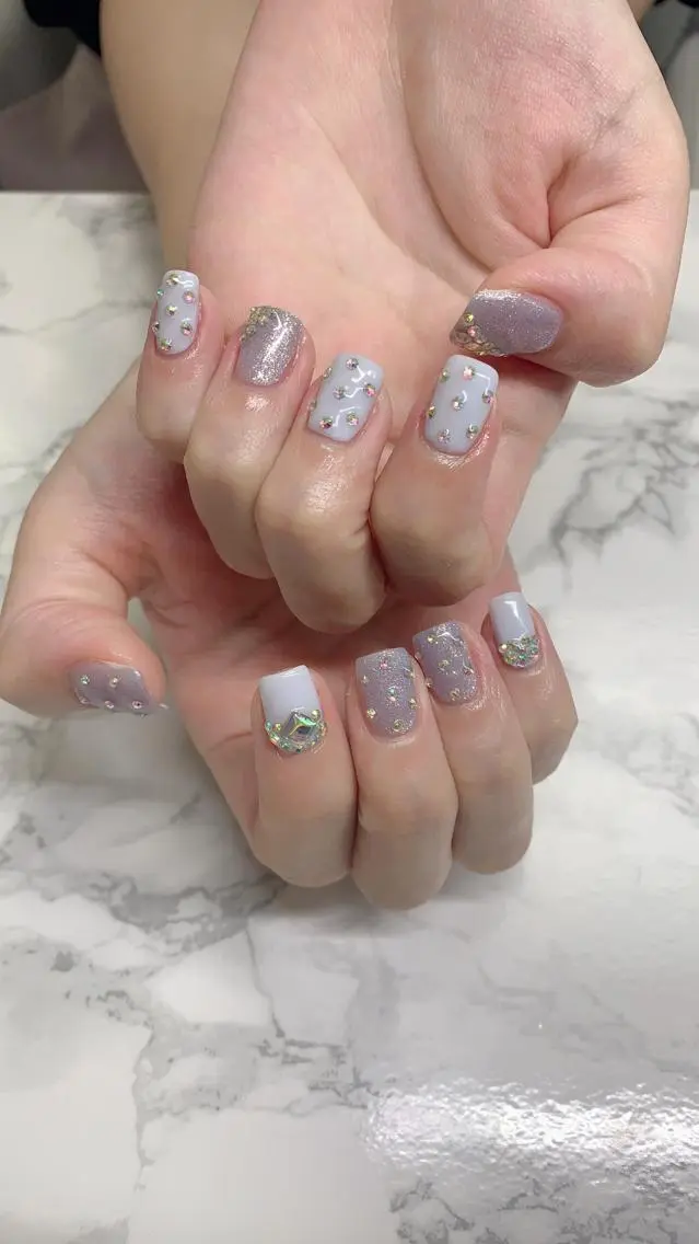 ネイル ハンドネイル はな💎ネイル ワンホン、長さ出しのネイルデザイン
