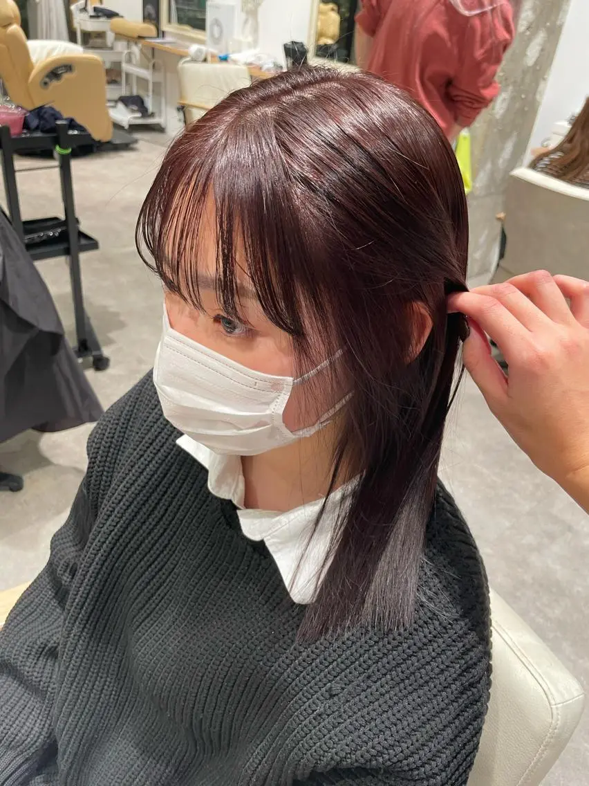 ロング カラー 髪質改善 トリートメント ヘアカラー トリートメント ハイトーン🦄ネイル 💞のぶちのネイルデザイン