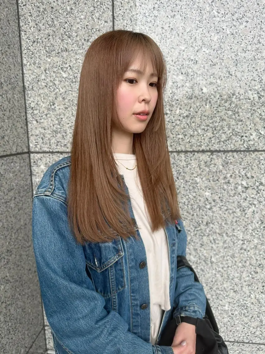 ロング 顔まわりレイヤー レイヤーカット ヘアカラー トリートメント 地毛風酸性縮毛矯正 /木原崇了のヘアスタイル
