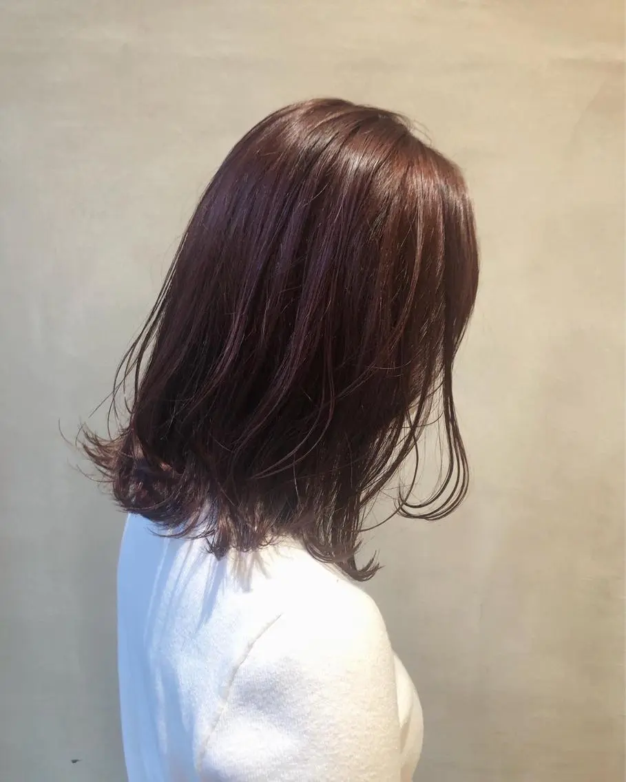 ミディアム カラー ヘアアレンジ ブラウンカラー ピンクカラー レッドカラー レッドブラウン レイヤーカット カット ヘアカラー トリートメント 酸性縮毛矯正🧴韓国 レイヤー/髪質改善のヘアスタイル