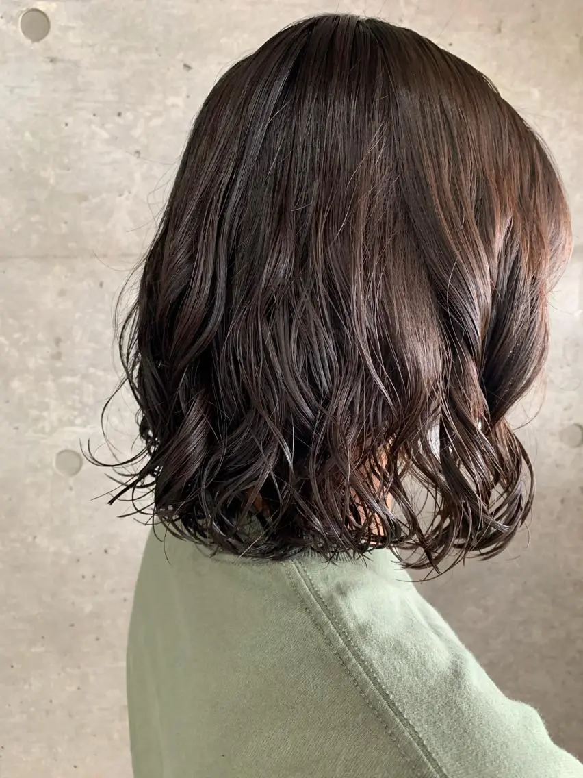 ミディアム パーマ ボブパーマコテ巻き風 パーマNo1深江秀平のヘアスタイル