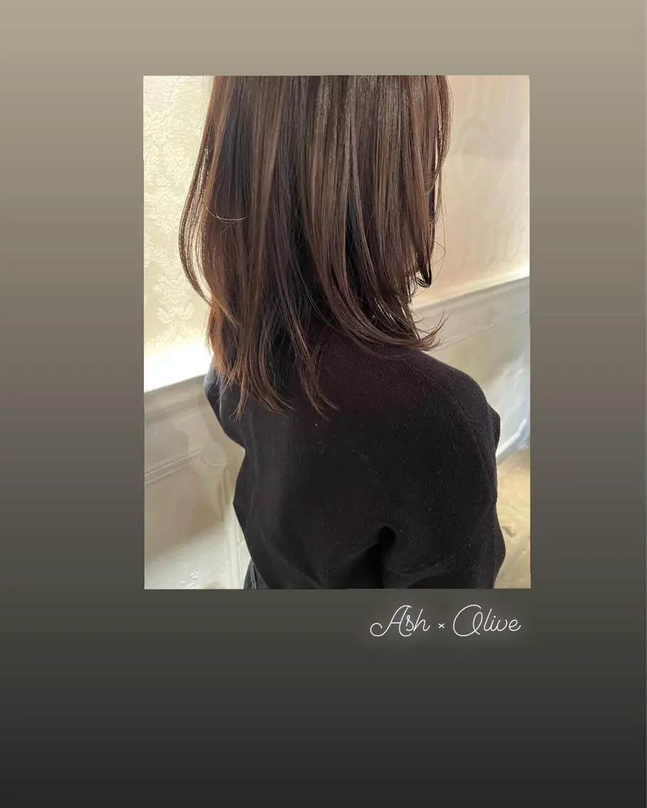 ミディアム カラー アッシュ グレージュ オリーブグレージュ オリーブグレー レイヤーカット カット ヘアカラー ヘッドスパ ハイライト/インナー /ブリーチ/レイヤーのヘアスタイル