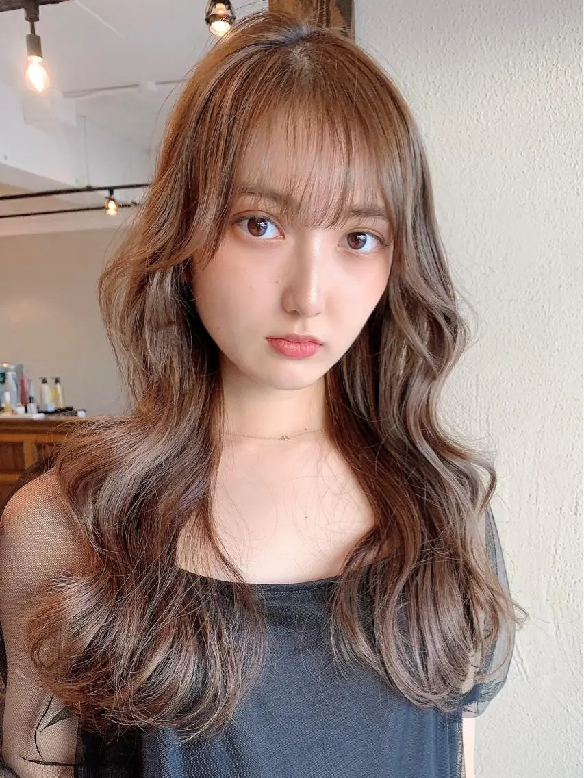 ロング カラー カット ヘアカラー トリートメント ヘッドスパ ヘアセット 透明感/オリーブ/ グレージュ/YUKAのヘアスタイル