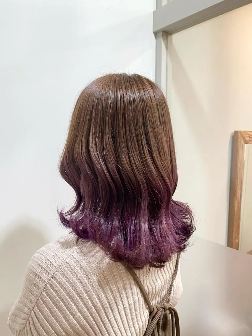 セミロング カラー ヘアカラー たなか もえなのヘアスタイル