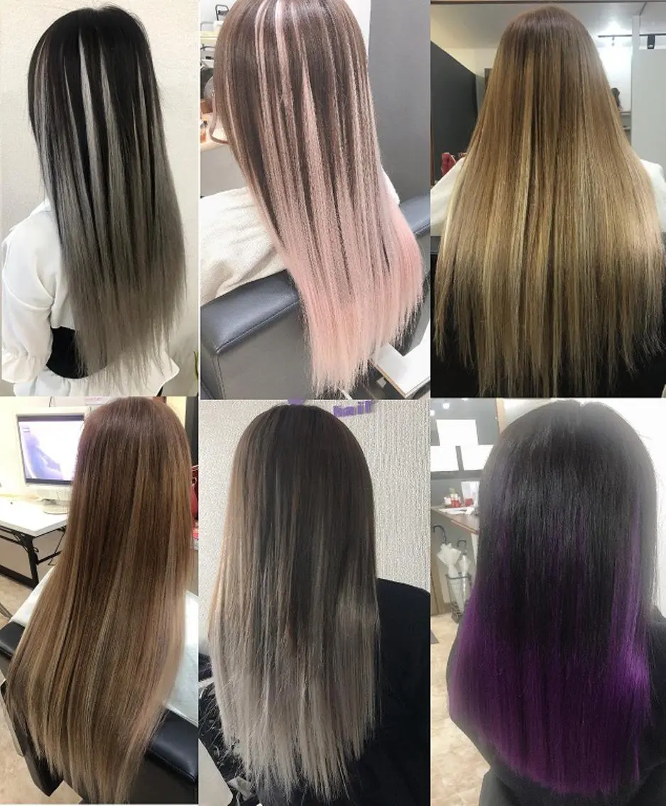 ロング カラー グラデーションカラー エクステ 石田 美晃のヘアスタイル