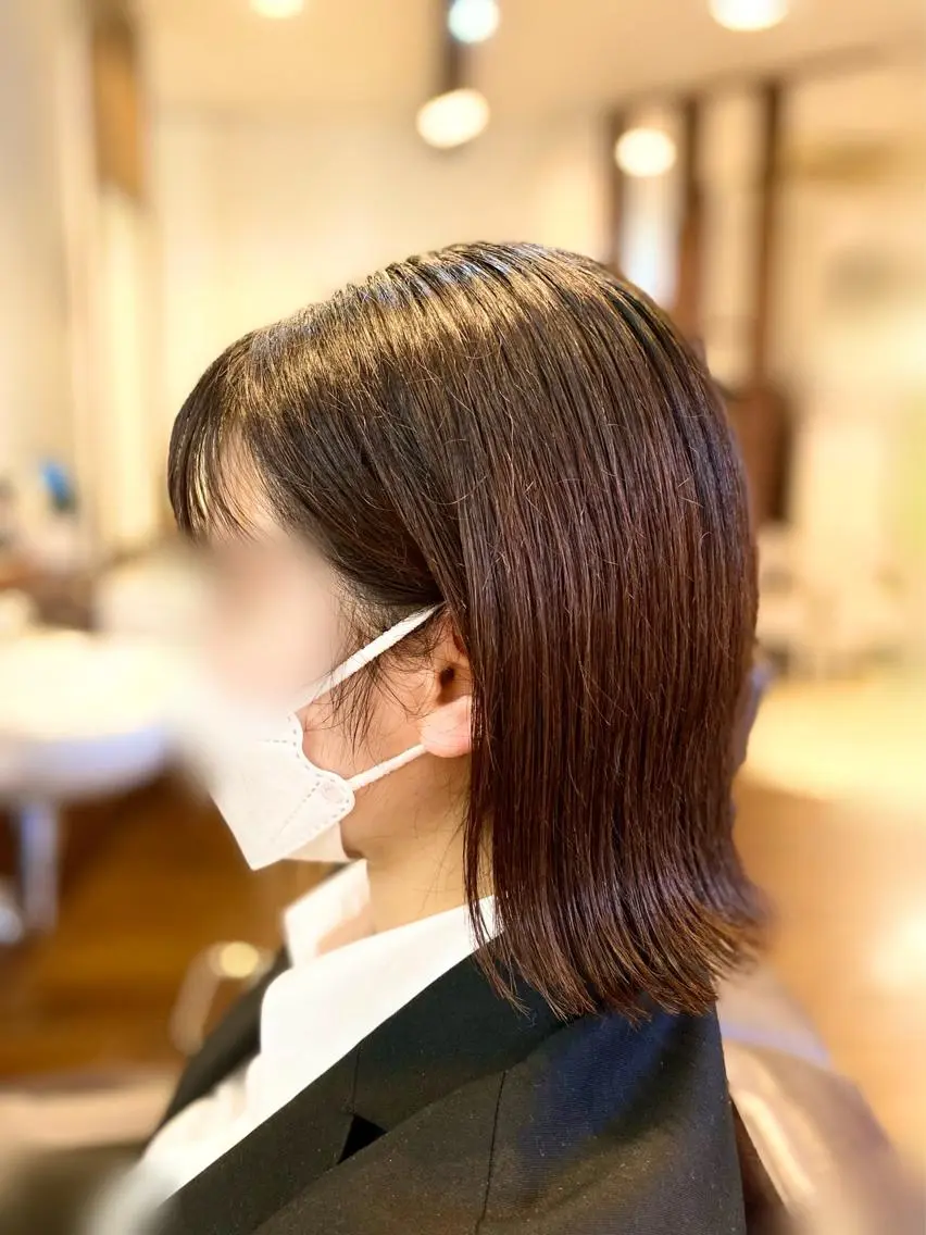 ミディアム カラー 切りっぱなしボブ ボブ トリートメント カット トリートメント 元住吉プランツヘアー ☘️まるやま☘️のヘアスタイル