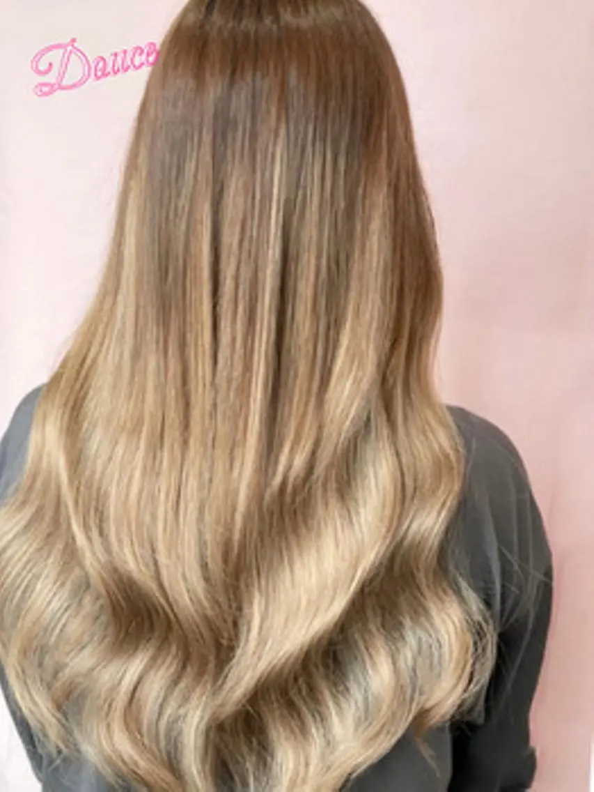 ロング カラー ヘアアレンジ 大阪レミーエクステ チビ編み込みのヘアスタイル