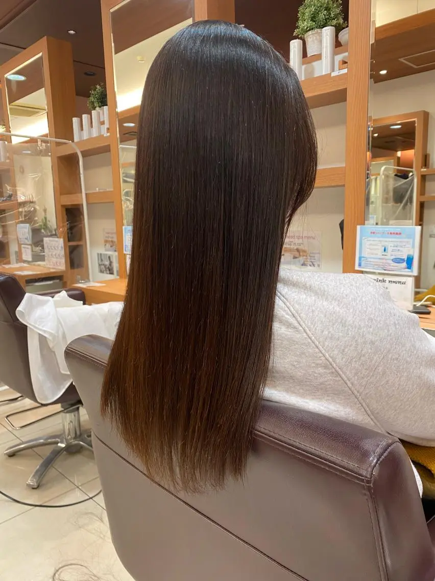 ロング パーマ ロング 縮毛矯正 縮毛矯正 レイヤー/艶カラー ROKUのヘアスタイル