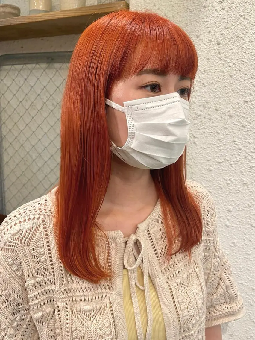ミディアム カラー ブラウンカラー オレンジ オレンジブラウン カット ヘアカラー トリートメント 透明感・艶カラー/ 坂田友梨奈のヘアスタイル