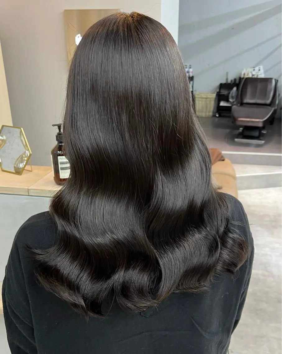 ロング カット ヘアカラー トリートメント ヘアセット プル艶職人/ にしものヘアスタイル