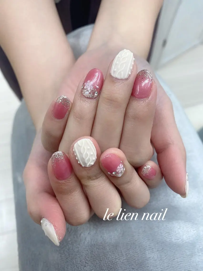 ネイル キラキラネイル マットネイル 冬ネイル le lien nailのネイルデザイン