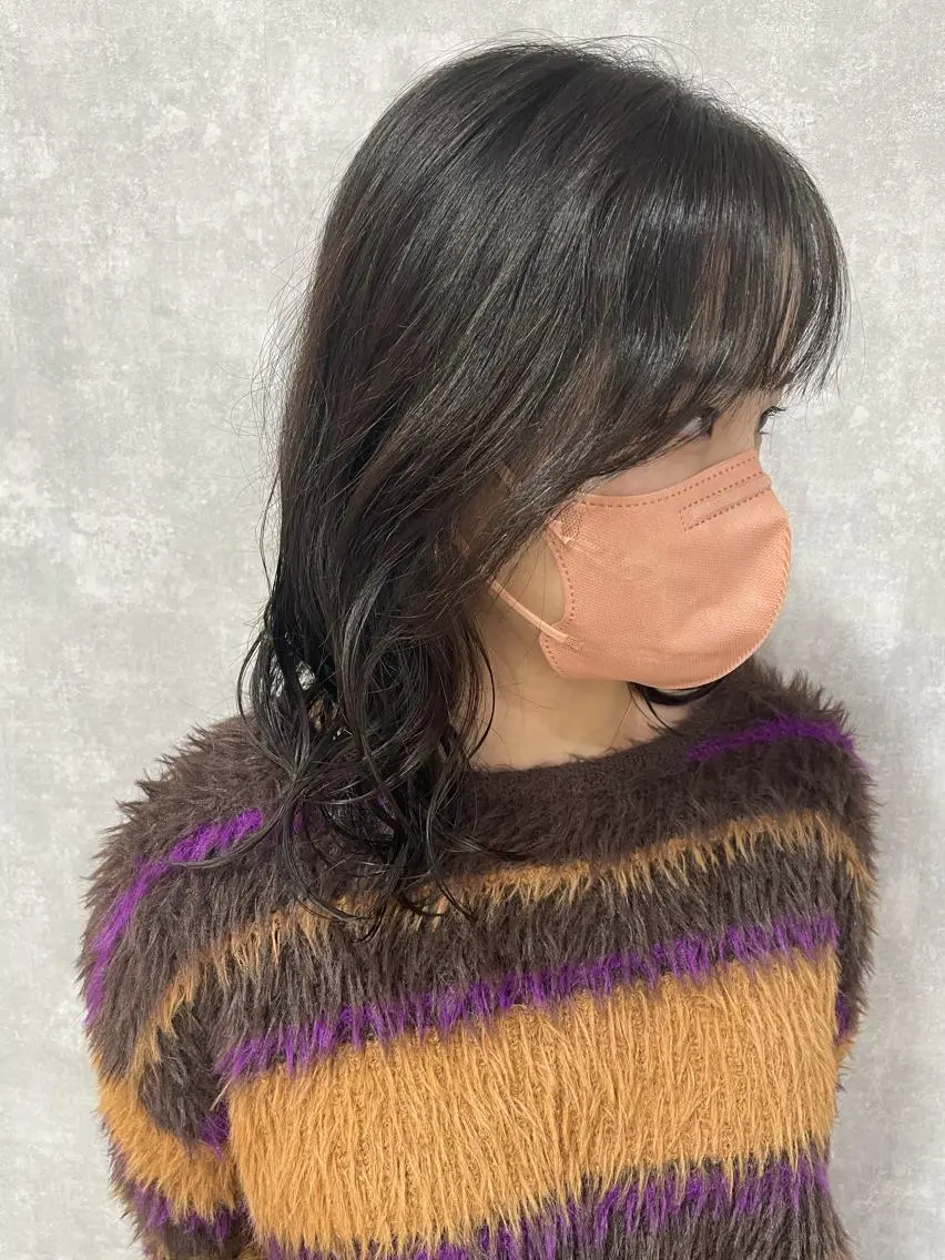 ミディアム 切りっぱなしボブ ショートボブ ミディアムパーマ アッシュ ボブ カット ヘアカラー パーマ トリートメント モテ髪/ボブ/ショー ト/アダチフウトのヘアスタイル